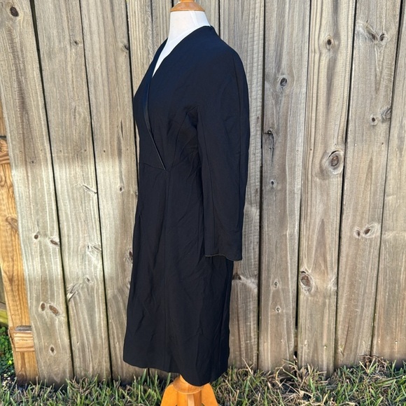 MM Lafleur The Pamela V-Neck Tuxedo Black Pencil Dress Women Size 8 - Picture 7 of 15